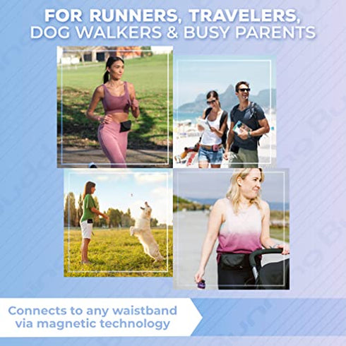 Running Buddy Magnetic Running Fanny Pack for Men & Women | Hiking, Cycling, Running Waist Pack Holds Phone, Money, Key, Treats | Small - 5-7/8 in x 4 in | Water-Resistant, No Bounce, No Chafe - Black