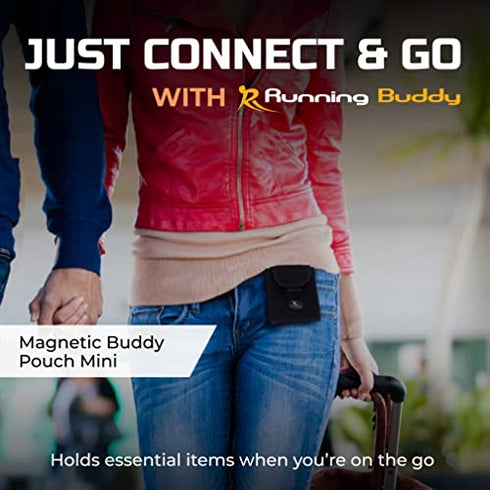 Running Buddy Magnetic Buddy Pouch - Mini | Beltess, Chafe & Bounce Free | Water-Resistant & Magnetic Closure | For Running, Walking, Traveling & More | For Men & Women | 3-3/4” Long x 4” Wide | Black